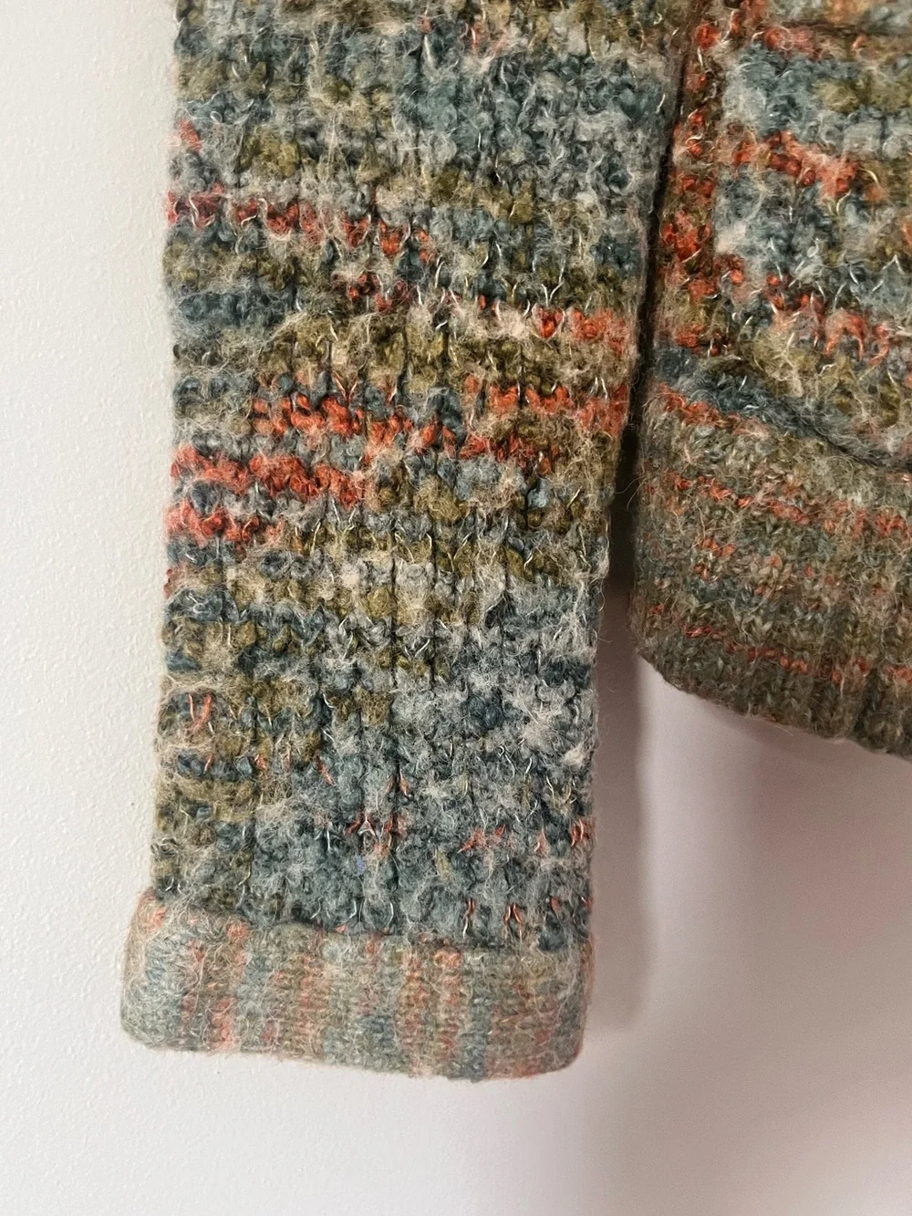 Free People Multicolor Knit Cardigan - Olive, Rust, Cream